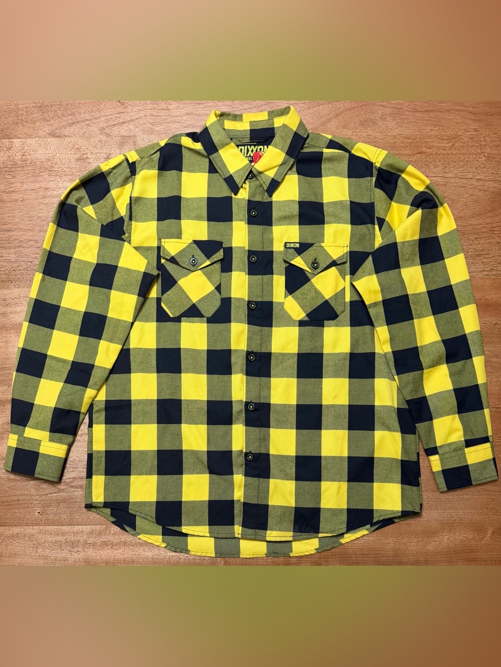 Dixxon Ruckus Yellow & Black Plaid Flannel Button-Up Shirt Men’s, Size XL